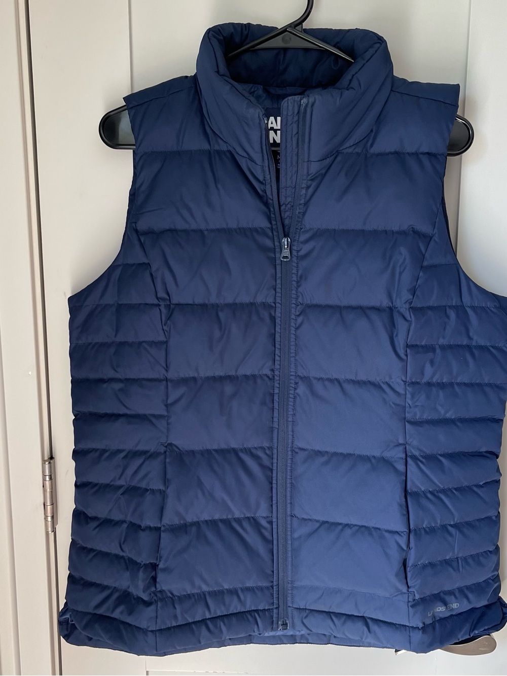 Lands’ End Navy Blue Puffer Down Vest Womens Medium Tall Quilted